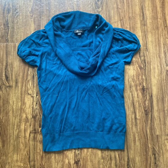 AB Studio Blue Cowl Neck Sweater - Picture 1 of 3